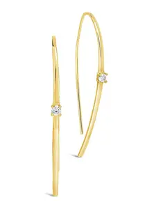 Sterling Silver CZ Studded Threader Earrings