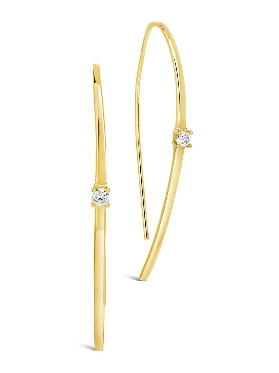 Sterling Silver CZ Studded Threader Earrings