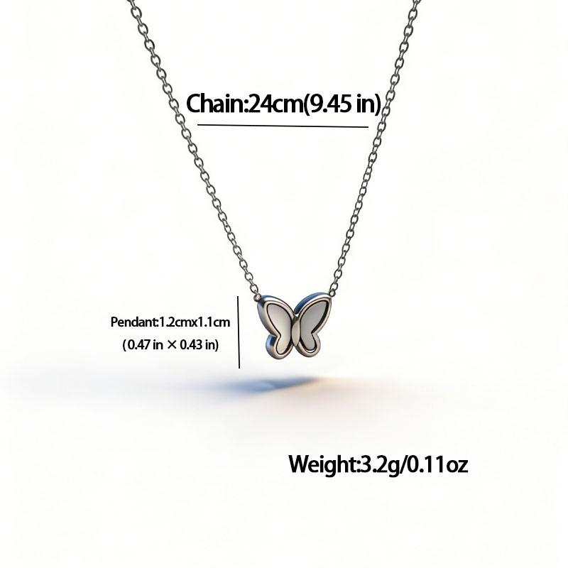 Silver Butterfly Shell Pendant Necklace - Summer Daily & Date Wear Dainty Jewelry gift accessories