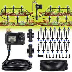 HIRALIY Automatic Drip Irrigation Kits with Water Timer, Quick Connector Garden Watering System with Easy Programmable Hose Timer, Outdoor Watering