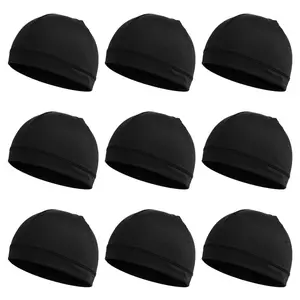 9-Pack Quick-Dry Men'S Cycling Caps, Breathable Sweat-Absorbing Knit Helmet Liners, Comfortable Outdoor Sports Riding Hats with Inner Lining