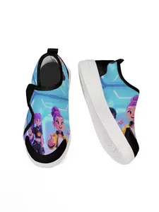 Exclusive Anime Print Kids Shoes, Fashionable Casual Training Sneakers, Kpop Character Velcro Design, Comfortable Easy Wear, School Essential