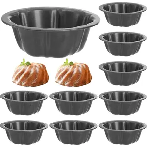 10 Pcs 4-Inch Mini Fluted Tube Pans – Nonstick Carbon Steel Molds for Cupcakes, Bread, Brownies & More