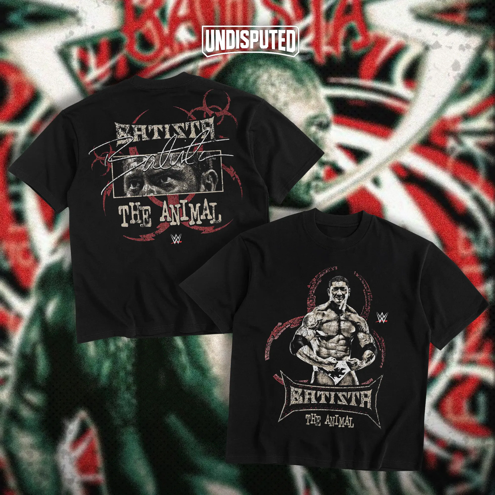 UNDISPUTED Batista The Animal Heavy Cotton Shirt WWE Tshirt Wrestling Deacon Batista Fan Apparel Menswear Direct-to-garment Breathable Printing