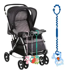 Silicone Baby Teether Strap, 5 Counts Adjustable Baby Teether Toy Strap, Baby Teething Relief Toy Straps for Stroller, High Chair, Car Seat, Sensory Teether, Teething Relief Set