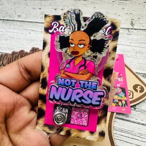 Not The Nurse Funny Acrylic Badge Reel Retractable ID Holder For Radiology Techs, Pharmacists, Lab Technicians, And Healthcare Professionals