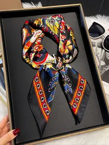 Women's Vintage Paisley Print Square Scarf, Boho Style Bandana for Women & Girls, Fashion Accessories for Daily Wear