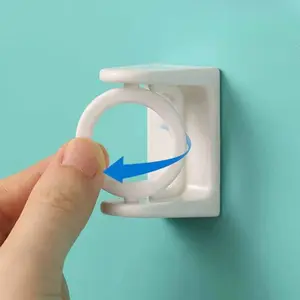 Waterproof Adjustable Tension Rod Hook with Strong Adhesive, No Drill Rotatable Shower Curtain Support, Multi-Scene Bathroom Mounting Bracket, Easy Peel-and-Stick Installation.