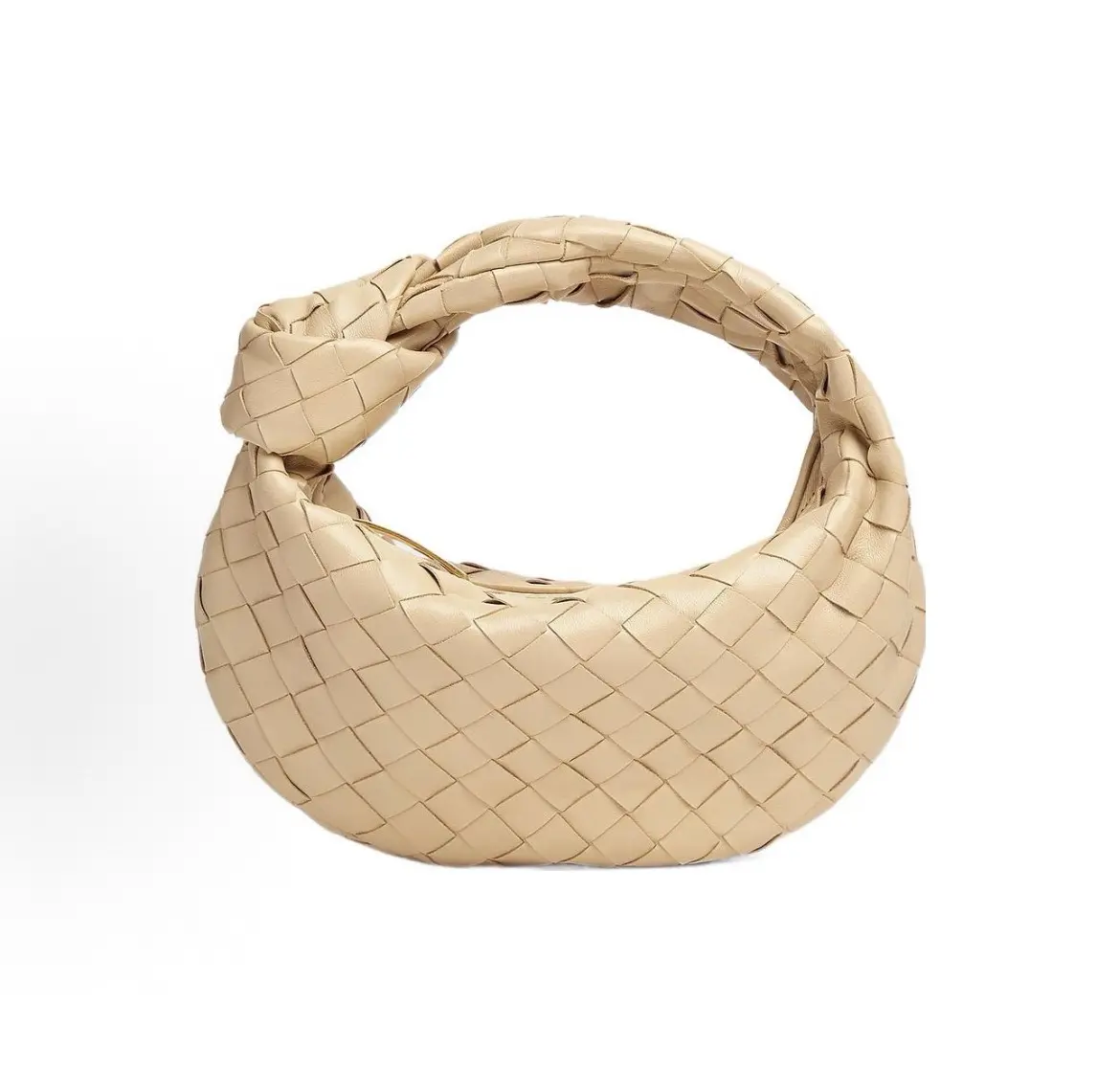 Pre-owned BOTTEGA VENETA Mini Jodie Milk Tea Beige Intrecciato Knotted Handbag