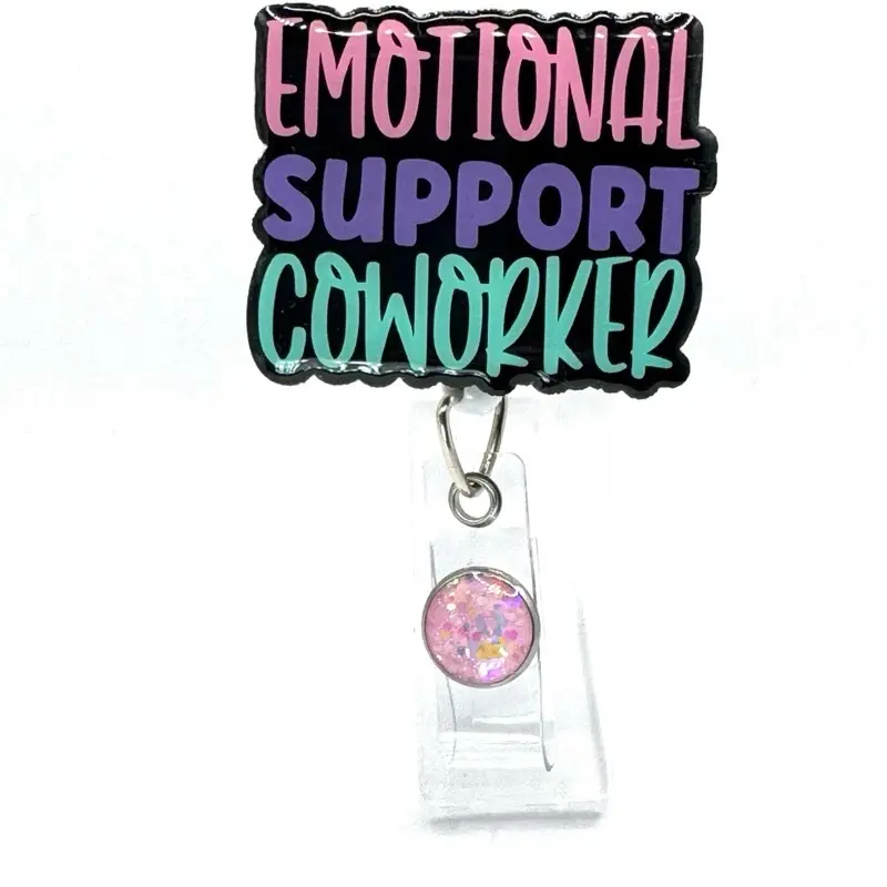 Emotional Support Coworker Badge Reel, Retractable Swivel Alligator Clip, Nurse, RN, LPN, Dental, Teacher