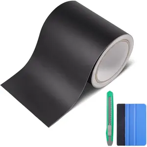 Matte Black Vinyl Wrap Tape Roll, 5 Inch x 30ft Self-Adhesive Black Out Chrome Delete Tape with Tool Kit Air Release Adhesive Detailing Wrap DIY  Door Sill Window Trim Edge Guard Protective