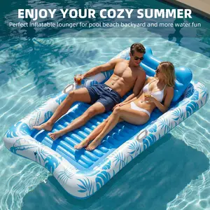 Mother's Day gifts, 2026 New Year's Gift, SpringBreak  , Pool Party [Rrtizan] 83" Water Filled Tanning Bed Float forAdults & Kids - Cooling Sun Tan Tub with Pillow & Cup Holder. PortableInflatable Floating Sofa for Vacation, Travel Gear & Backyard Lounger