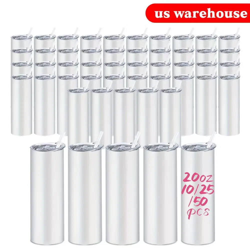 10/25/50-Pack Coated for Sublimation Classic 20oz (500-1000ml) Skinny Stainless Steel Insulated Water Bottles, Portable Thermo Tumbler Cups with Lid, Plastic Straw & Box Package, Highland Cow Nurse Gift