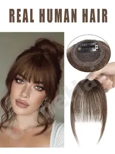 Clip in Bangs Real Human Hair French Bangs Hair Clip Fake Bang Fringe with Temples Hairpieces, Human Hair Extensions, for Women Daily Wear Front HairPieces Wiglets Add Volume for jet/natural balck and light blonde for Halloween Christmas party