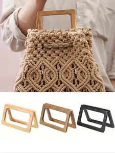Wooden Handbag Handles Set, handcrafted handles, DIY Bag Accessories for Craft Making, Reusable & Durable, Natural Style, Suitable for Beach Bags, Shopping, Weddings
