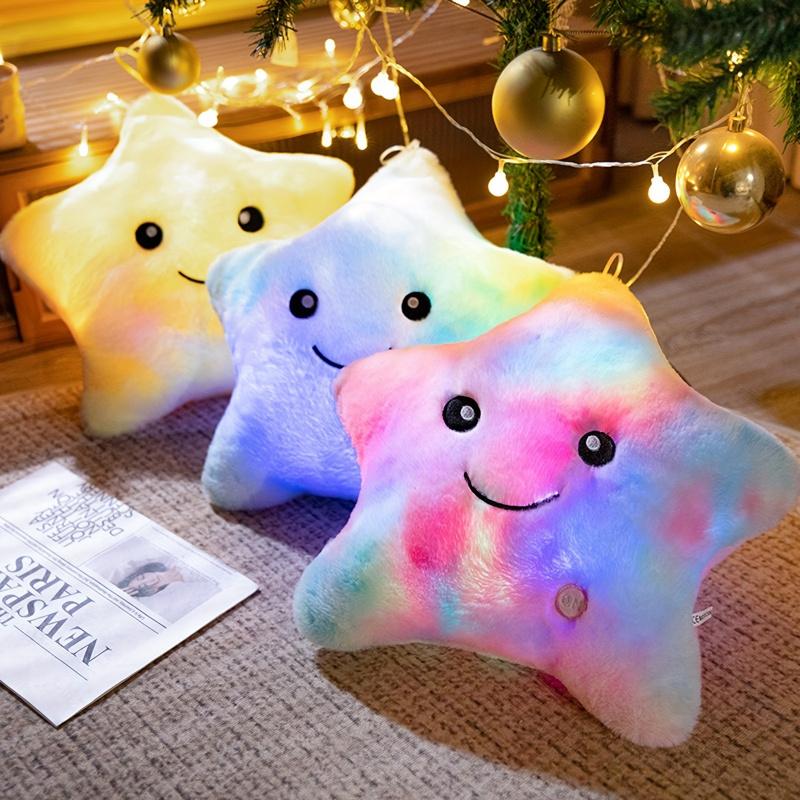 1PC Light Up Star Plush, Soft Stuffed Animal with Steady/Flashing Glow, Battery Operated, Bedroom Decor Night Light, Perfect Birthday/Christmas Gift for Toddlers Boys Girls