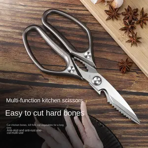 Professional multifunctional kitchen scissors - ultra sharp stainless steel scissors, easy to cut chicken, scrape fish scales, bottle opener, vegetable cutting scissors, essential kitchen tools