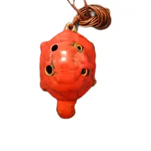 Ocarina Brand New Red Ceramic Flute Ancient Wind Instrument Wearable & Portable Easy Learning for Drum Circles & Meditation Sessions