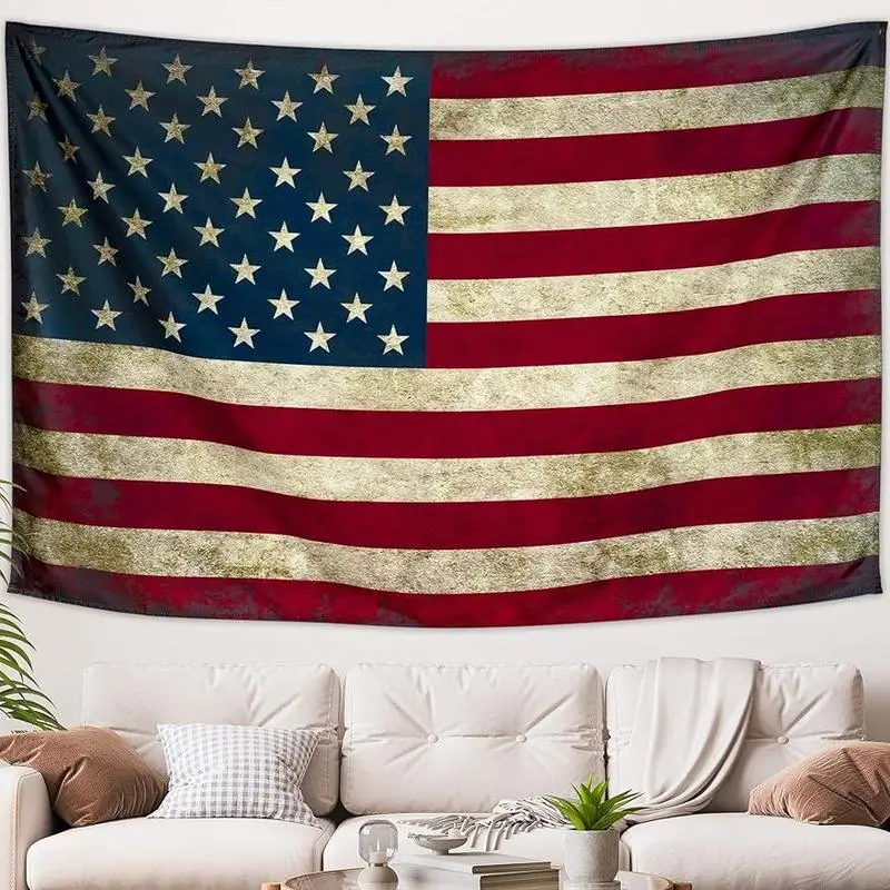 Vintage Retro American Flag Rectangular Tapestry - 60W x 40L in Sturdy Synthetic Wall Decor, Fade-Resistant Indoor/Outdoor Home Decor for Dorm, Bedroom (50-100 cm, 6 inches and above, 40 to 49 in)