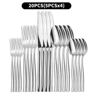 【AREL】 20-Piece 18/10 Stainless Steel Flatware Set (for 5 People) – Dishwasher Safe, Suitable for Home, Restaurant, or Banquet Table Use