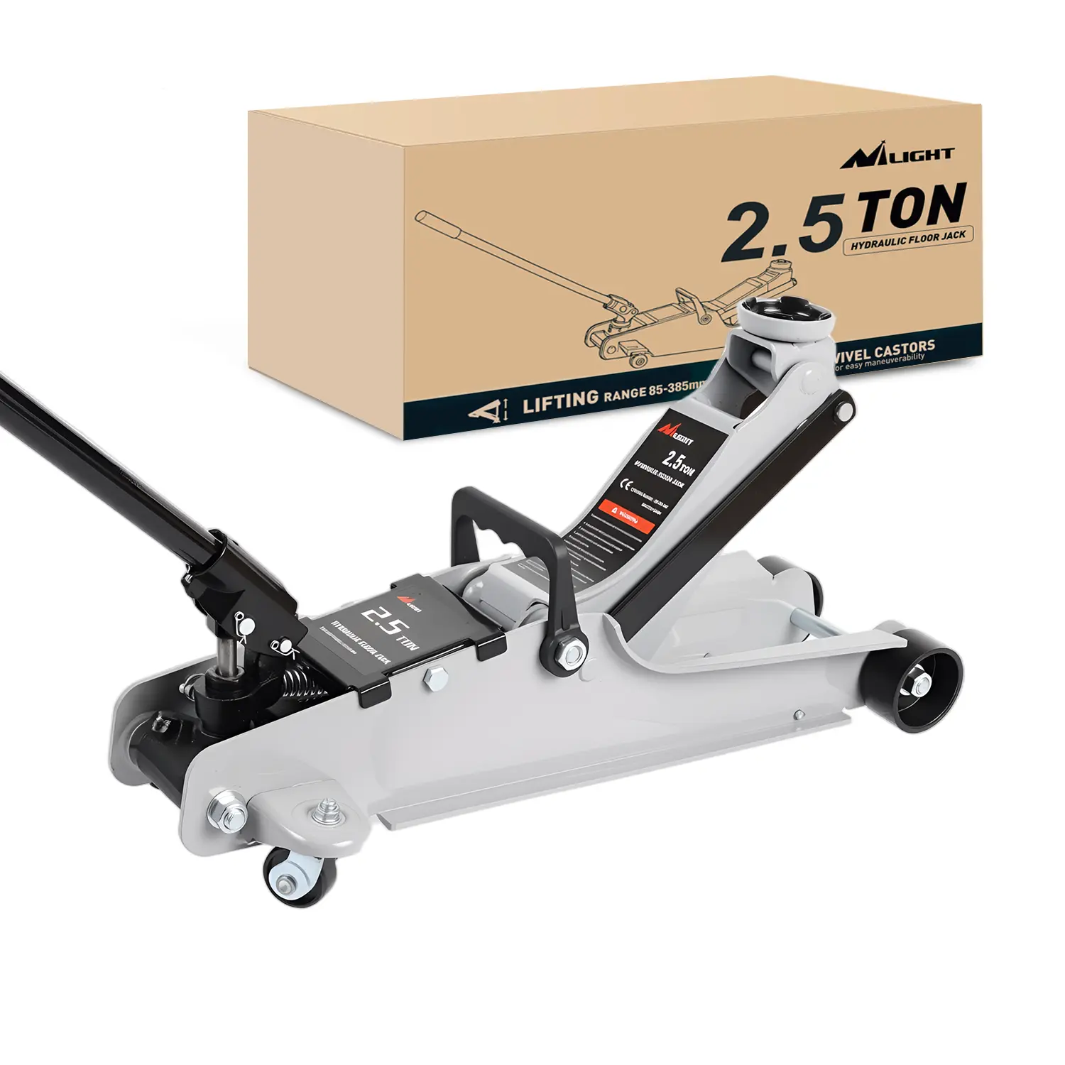 Nilight 2.5 Ton Floor Jack, Low Profile Hydraulic Trolley Car Jack with 360° Swivel Lifting Arm, Heavy Duty Steel Service Jack, Lifting Range 3.35" to 15.15"