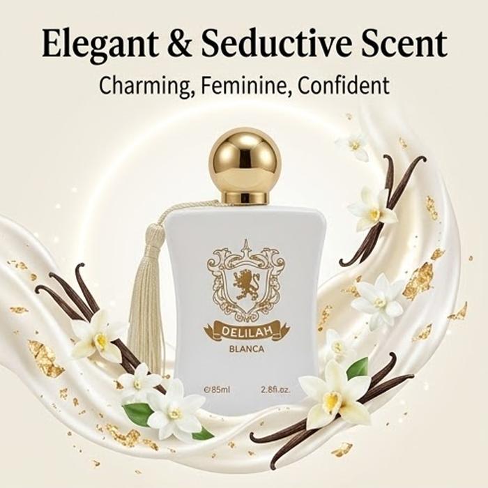 DELILAH BLANCA Eau de Parfum for Women 85ml | A gentle floral fragrance with notes of jasmine, tuberose, and vanilla | A luxurious white porcelain bottle with a tassel design | Long-lasting, sophisticated scent | An elegant fragrance for work and dates