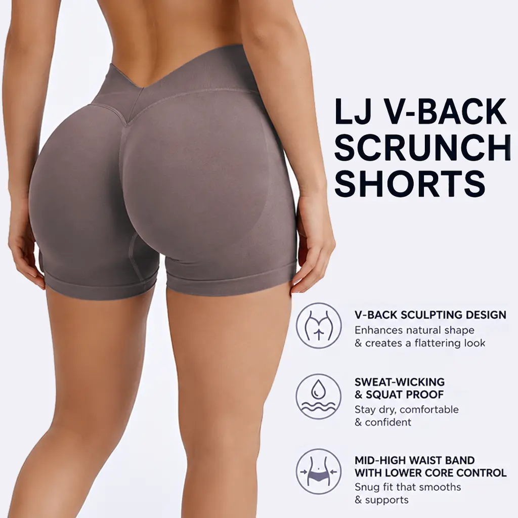 [SIZE UP 1] DEEFY LJ V-BACK SCRUNCH SHORTS Women Butt Lifting Seamless Gym Yoga Workout Booty Shorts Activewear