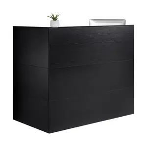 VEVOR Reception Desk, 55Inch L-Shaped Front Counter Table, Office Reception Counter with Drawer Keyboard Tray and Storage Cabinet, for Checkout, Lobby, Beauty Salon & Office, Black