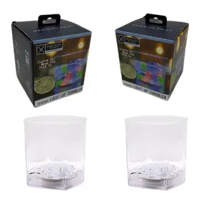 2 Pack Light Up Tumblers – Plastic Glasses, LED Cups Flash Colors With Any Beverage In Them! Party Fun – Size 3.5” H x 3.0 Dia Drinkware Glass