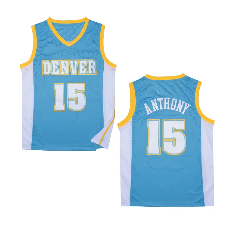Men's Carmelo #15 Pride Short-Sleeve Jersey Shirt - Light Blue Polyester Mesh, Breathable Quick-Dry Outdoor Sports Top, Sports Style Jersey for Leisure Outfits, Jersey Shirts