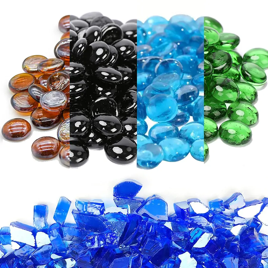 1/2" Reflective Fire Glass Beads, Round Shatterproof Glass for Indoor/Outdoor Fire Pits and Fireplaces, Heat-Resistant, Low Maintenance, 1lb to 20lb Bulk Options, Black 1 Lb