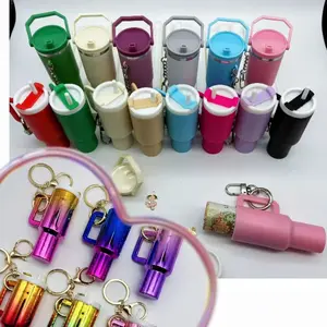 Mini Cup Tumbler Keychain - Cute Mini Cup Chapstick Holder, Portable Lip Balm Accessory for Women Girls