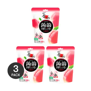 STRONGFOOD 0 Fat Konjac Jelly - Peach Flavor, 120g x 3 Packs | 25% Juice Content