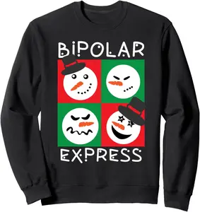 Bipolara Express Ugly Christmas Sweater Funny Humorous Gift Sweatshirt