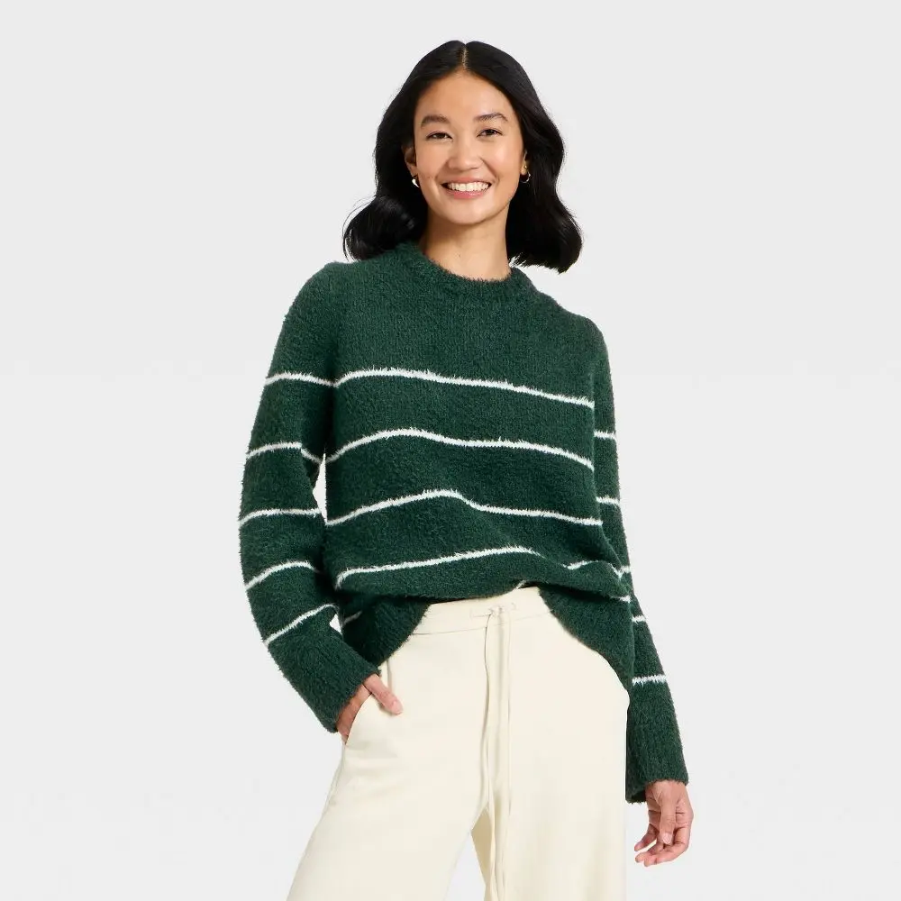 Women's Fuzzy Pullover Sweater - A