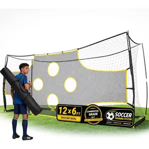 Soccer Goal with Precision Target, 12x6 ft/ 16x7 ft Soccer Net with Carry Bag & Ground Stakes, Quick Setup, Portable Soccer Goal for Youth Adults Practice, , Skill Improvement