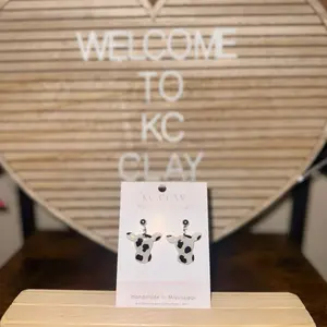 Small Dangle Hand Painted Cow Earrings