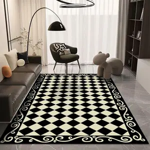 Modern Houndstooth Pattern Area Rug, 1 Count Non-slip Washable Soft Floor Mat, Decorative Carpet for Home Living Room Bedroom Hotel Dormitory