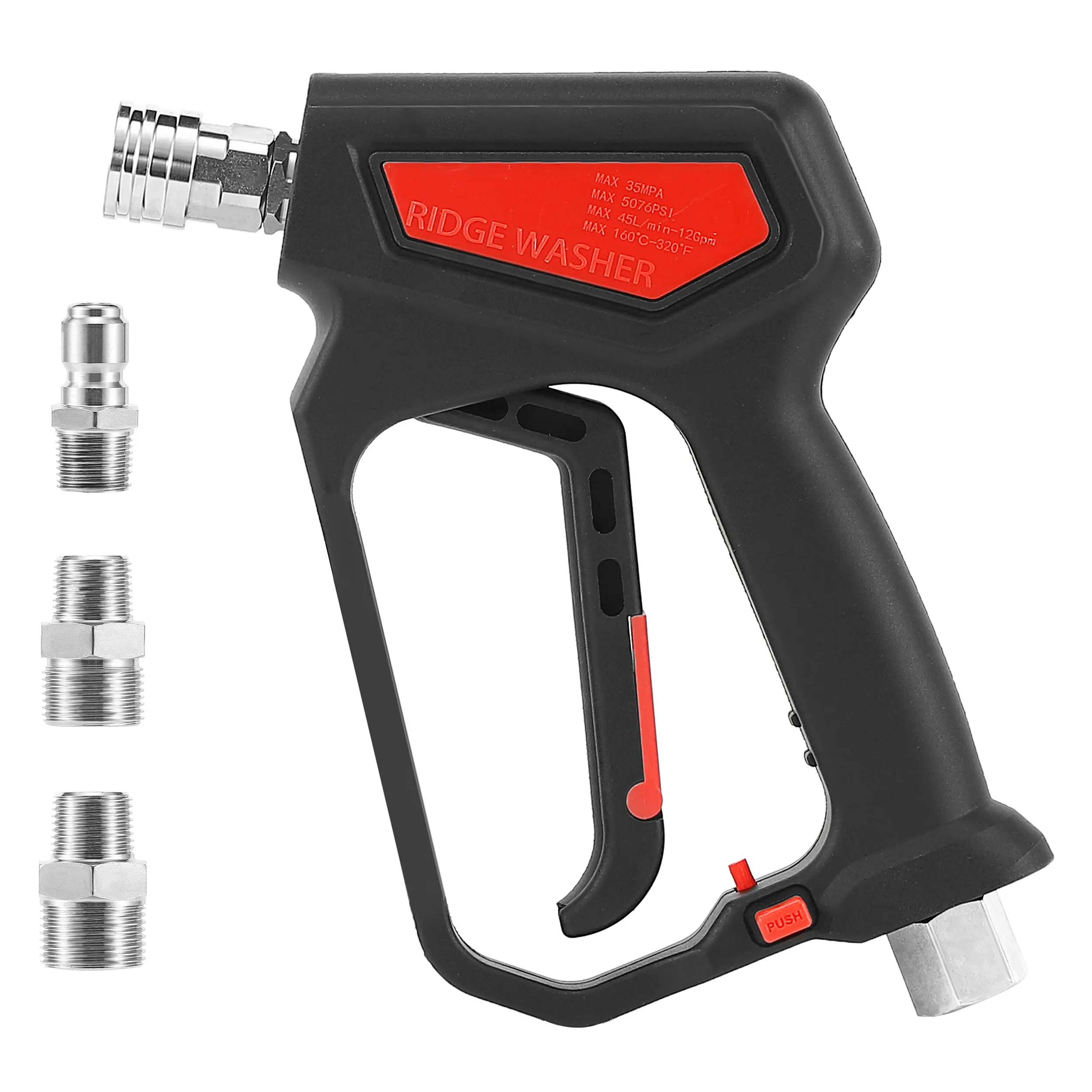 RIDGE WASHER High-Pressure Wand - 5000 PSI 12 GPM Hot Water Safe Pressure Washer Gun, Stainless Steel Car Foam Sprayer with 1/4" & 3/8" Quick Connectors, M22-14 mm & M22-15 mm Fittings, Foam Cannons for Auto Detailing Supplies, Father's Day Gift