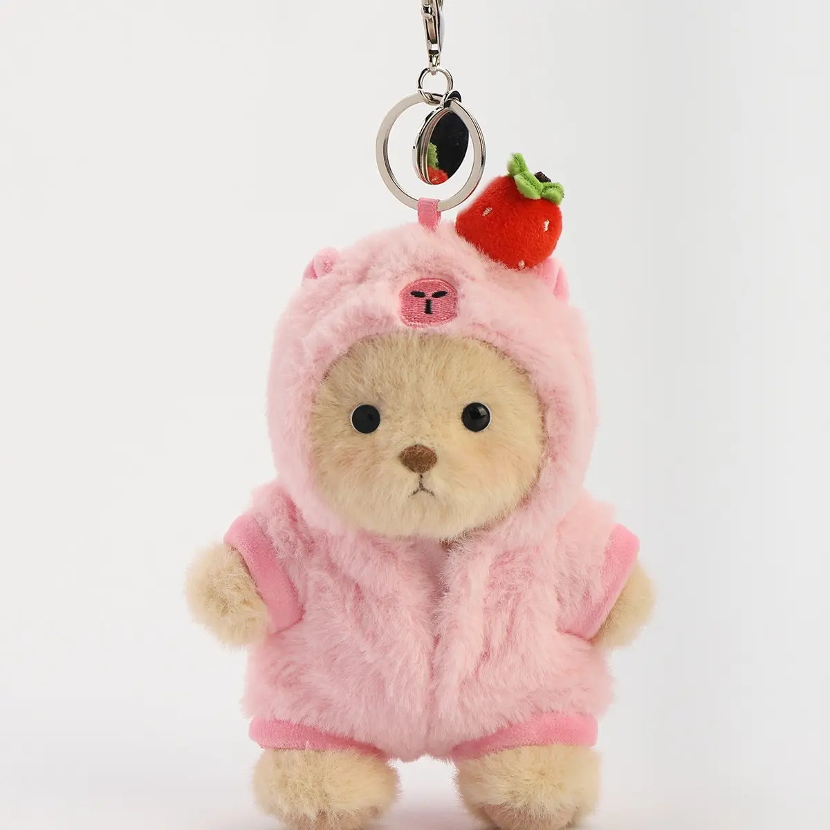 Getahug 5.9 In Brown Strawberry Capybara Mini Stuffed Keychain - Cute Bag Charm Accessory, Pendant Gift for Toys & Hobbies Enthusiasts, Key Chain Cute