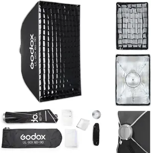 Godox Softbox UL-60x90 Large Rectangular Softbox, Quick-Release Umbrella Bowens Mount with Grid & Diffuser & Deflector, for Video Recording & Live Streaming