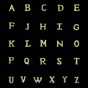 26 pcs/Pack 3D Gold Alloy A-Z English Letters AB Rhinestone Nail Art Decorations