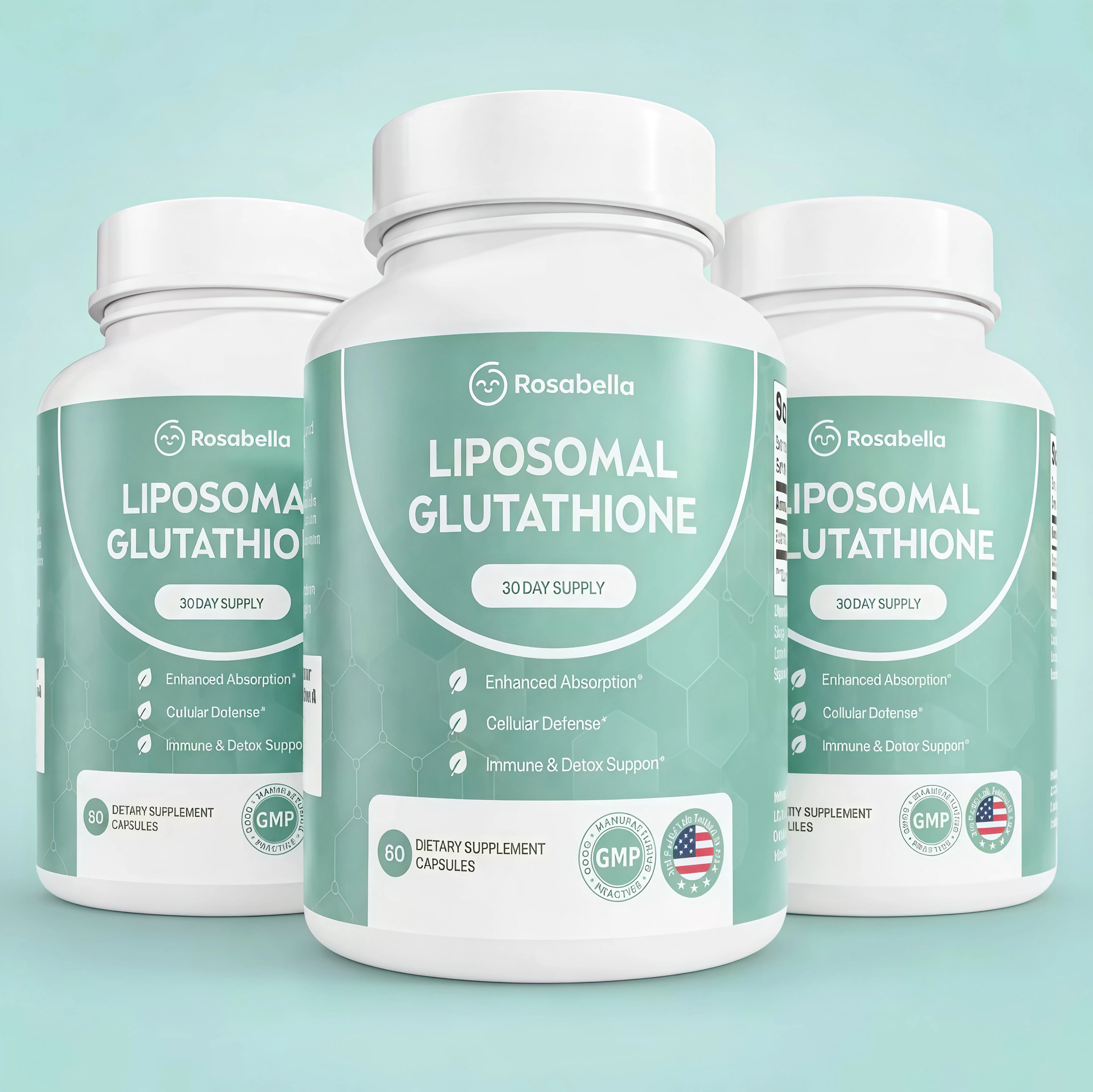 3 Pack Liposomal Glutathione Capsules TB– Skin Glow, Immune & Detox Support (60 Count) - Rosabella