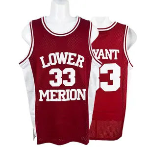 Men's Basketball Jersey Lower Merion high school 33 Bryant Sewing embroidery Outdoor sports jerseys Cheap high quality summer sportswear 2025 Red White Mesh breathable Sleeveless training suit Gym Workout Clothes Gym Workout Tops