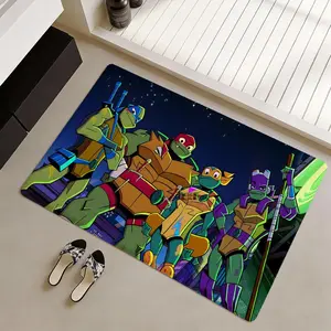 Ninja Turtles anime Cartoon Pattern Rug Floor Mat Non-Slip Soft Flannel Thickened Rug Indoor Door Mat Ultra Soft Absorbent Wear-Resistant Floor Mat for Living Room Hallway Entryway Front Door Porch Durable Non-Skid Home Decoration Mat for Indoor Daily Use