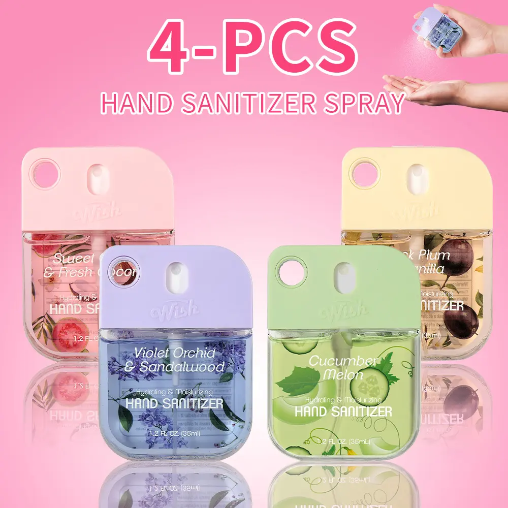 Wish 1.2 fl oz Hand Sanitizer Fragrance Spray，Portable Hydrating Mini Perfume，Fresh Fruity Scent That Leaves Hands Cleaning, Hydrated, And Delicately Scented. No-Rinse, Travel Size For All Ages - Ideal For Outdoor Activities, Holidays