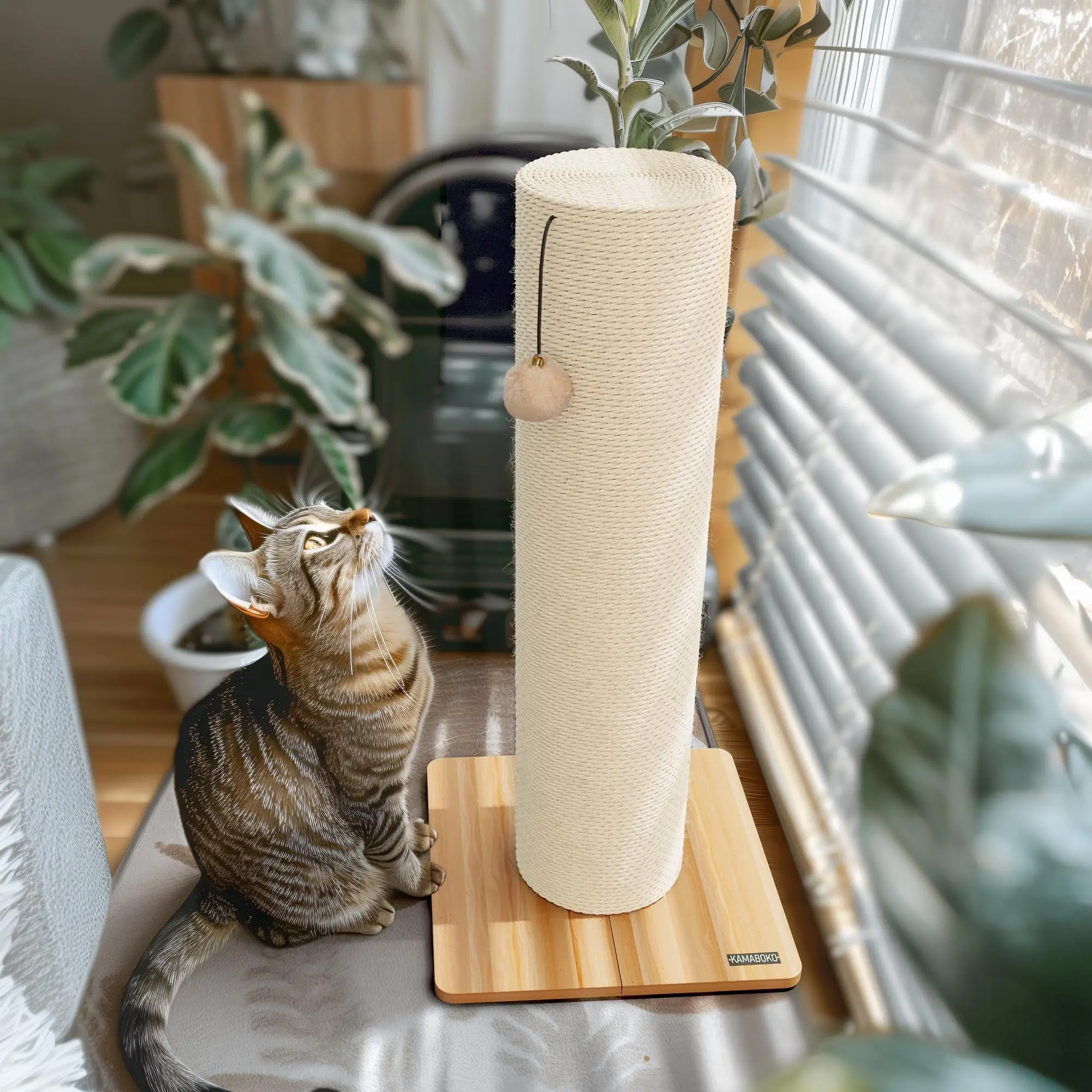 KAMABOKO 6.7" Ultra Cat Scratching Post – 29.5" Tall, Replaceable Cardboard Tube, Practical