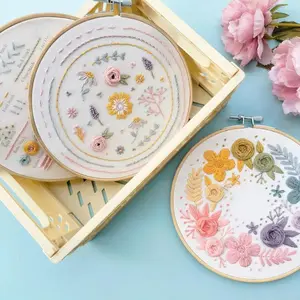 Beginner Floral Embroidery Kit – DIY Stitching Set with Guide for Hobbyists Home Decoration