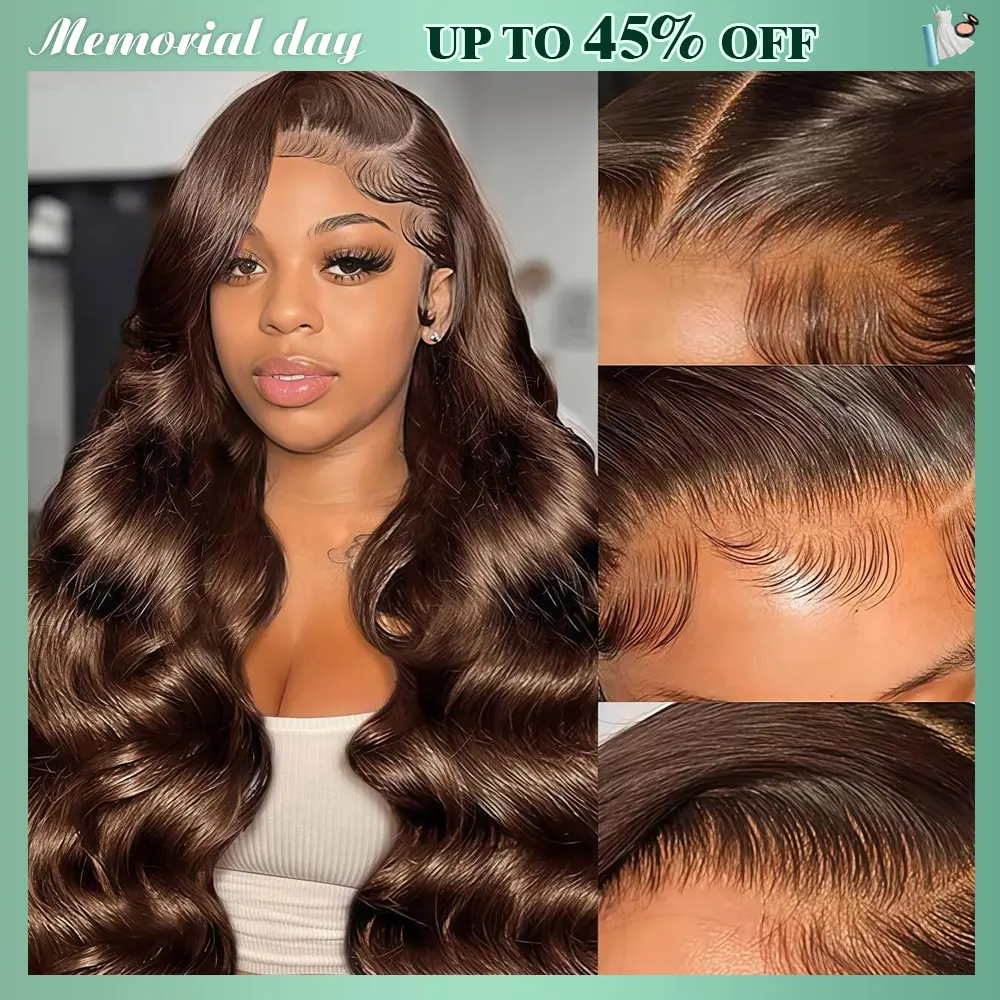 CheetahBeauty 200% Density #4 Chocolate Brown/ #1 Jet Black 13x6 Body Wave Lace Front Wig Transparent Lace Wig #tiktokshopsummersale