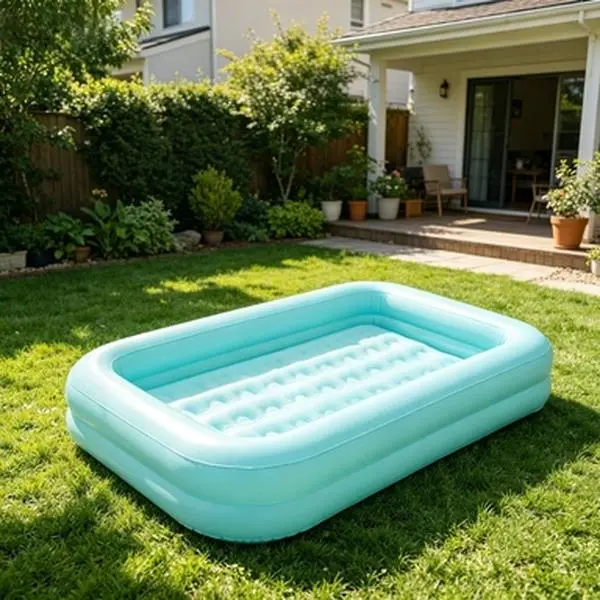 Foldable Portable Inflatable Mattress, Starry Blue Design Blow Up Bed Perfect for Travel Home Rest Camping Daily Use